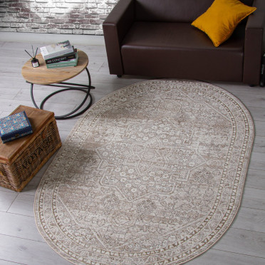 Ковер 04293A - BEIGE FDY / CREAM HB - Овал - коллекция NOVA