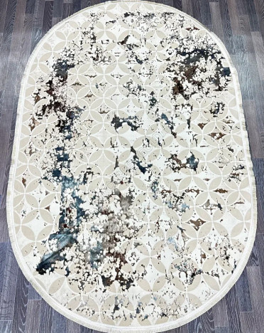 Ковер турецкий L161A FESTIVAL (Полиэстер, бежевый) овальный