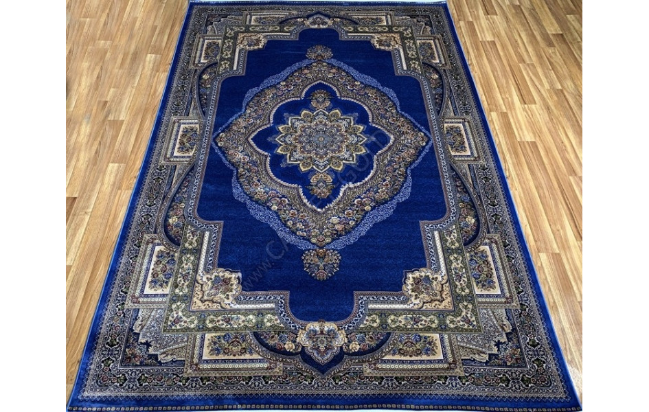 Турецкий ковёр шелковый QUM 2040C-NAV-BLUE 9050